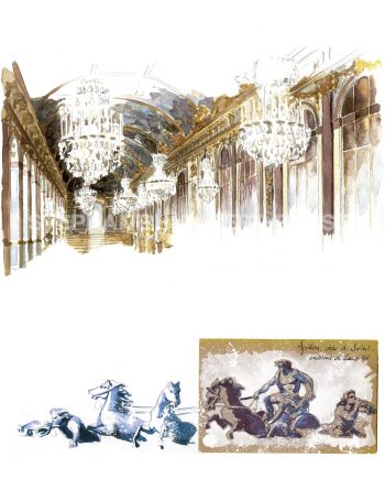Aquarelle, Galerie des glaces et Bassin d'Apollon, Versailles